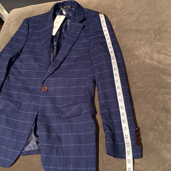 Men’s Plaid Suit Jacket & Vest Single Breasted One Button Business Size 32 NWT - Picture 8 of 11